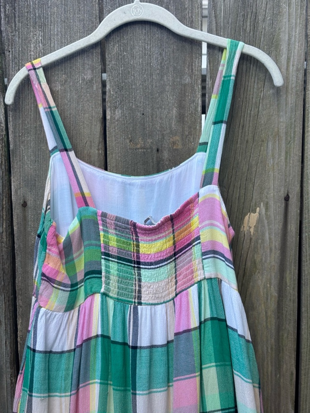 LOFT Pastel Plaid Maxi Dress in Teal, Pink & White - Picture 8 of 9